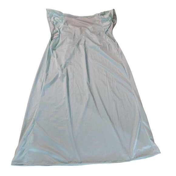 Vintage Light Blue Nightgown With Embroidered Neckline & Flutter Sleeves - Picture 2 of 11